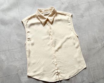 70-80s Yves Saint Laurent Silk Blues Shirt Size 38