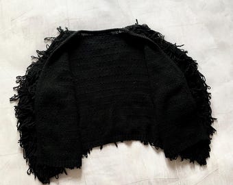 Crazy Opium Fuzzy Cropped Knit Cardigan Rick Owens Style Y2K