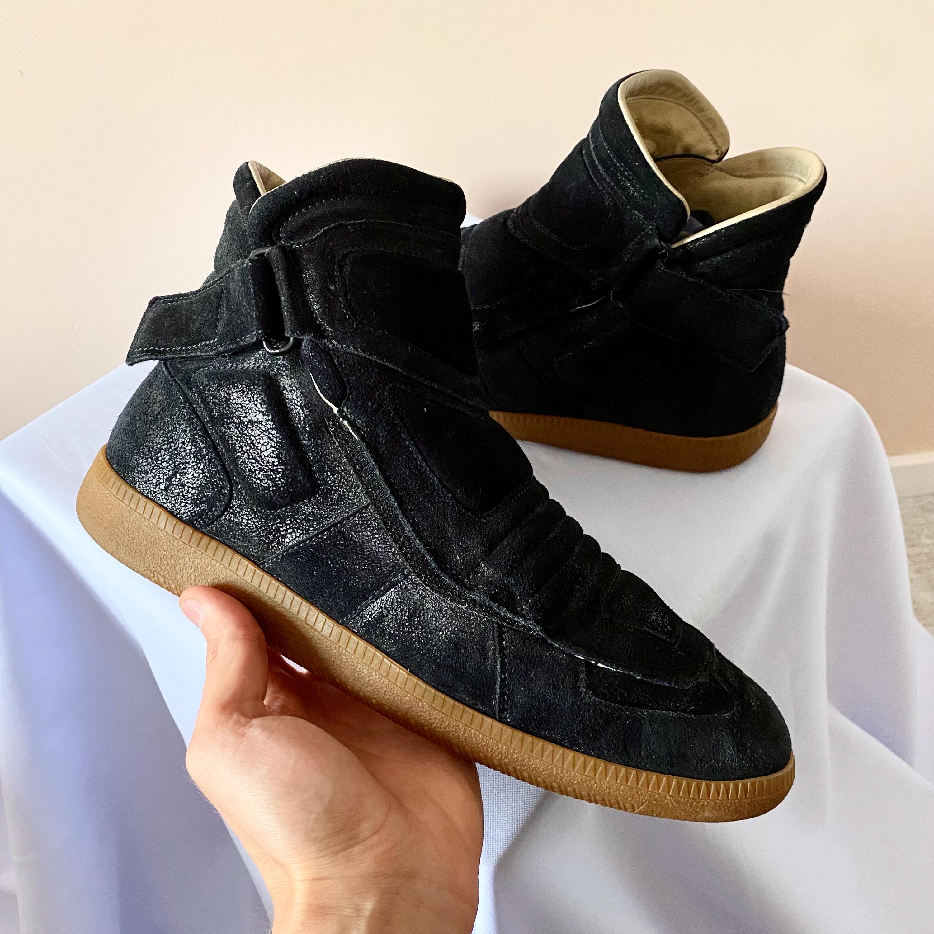 Maison Margiela SS09 Moto Biker Suede Black Sneakers Shoes Future