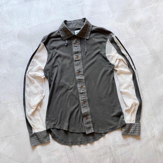 Archive Vivienne Westwood Asymmetrical Mesh Sleeve Faded Shirt Man