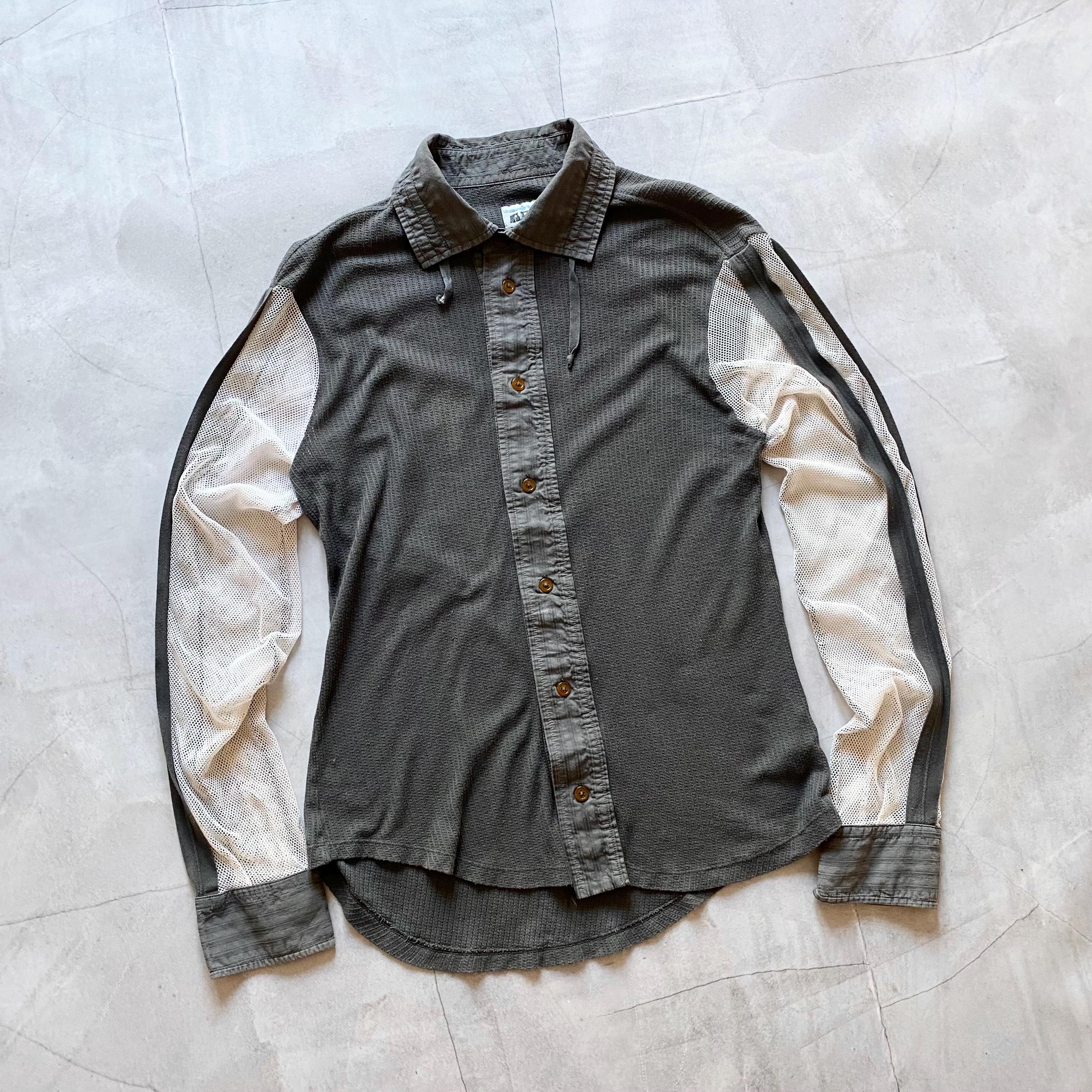 Archive Vivienne Westwood Asymmetrical Mesh Sleeve Faded Shirt Man