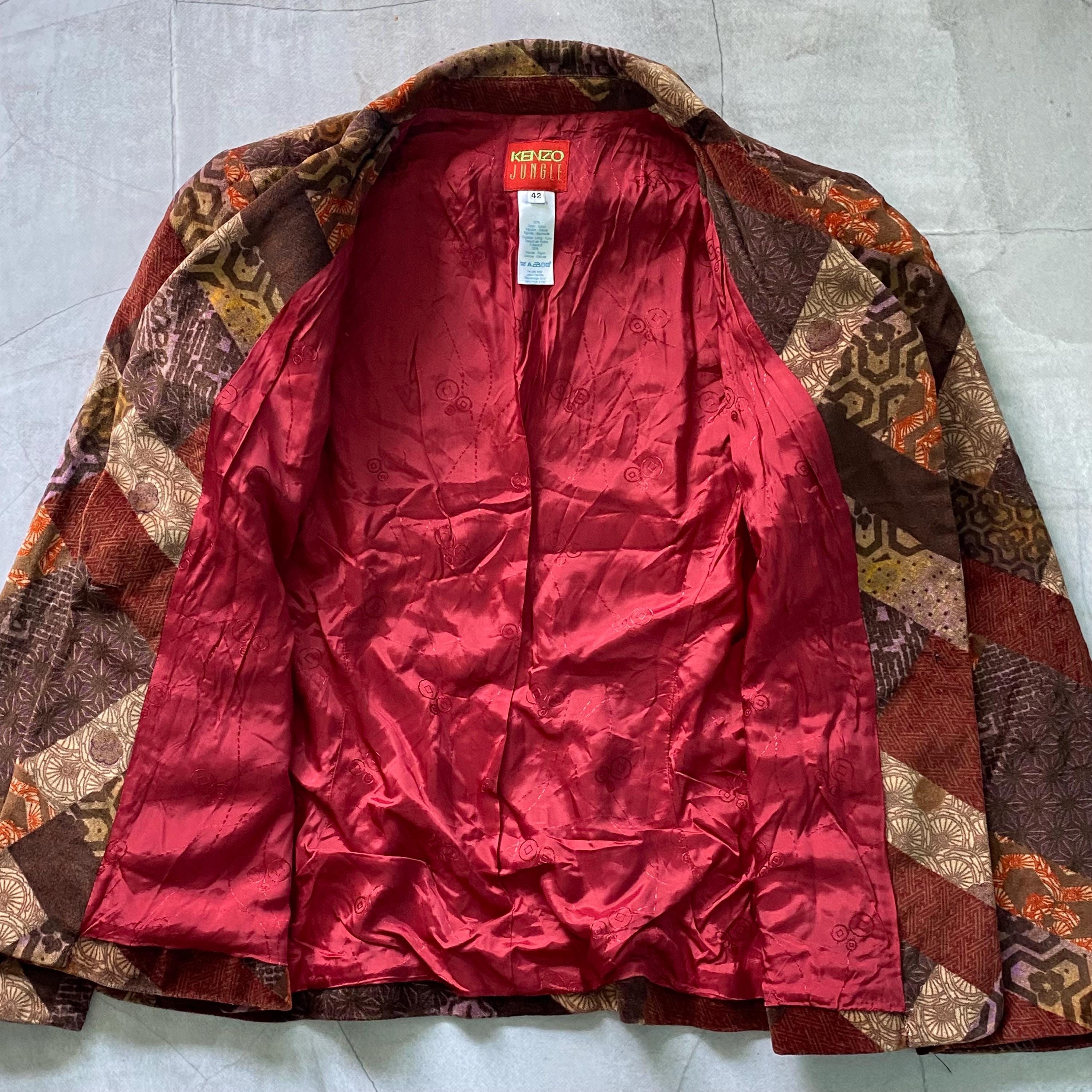 90s Kenzo Jungle Vintage Floral Patchwork Boucle Blazer Women's