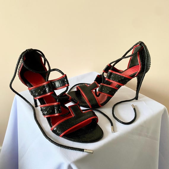 Alexander McQueen Python Leather Black/Red Lace U… - image 2