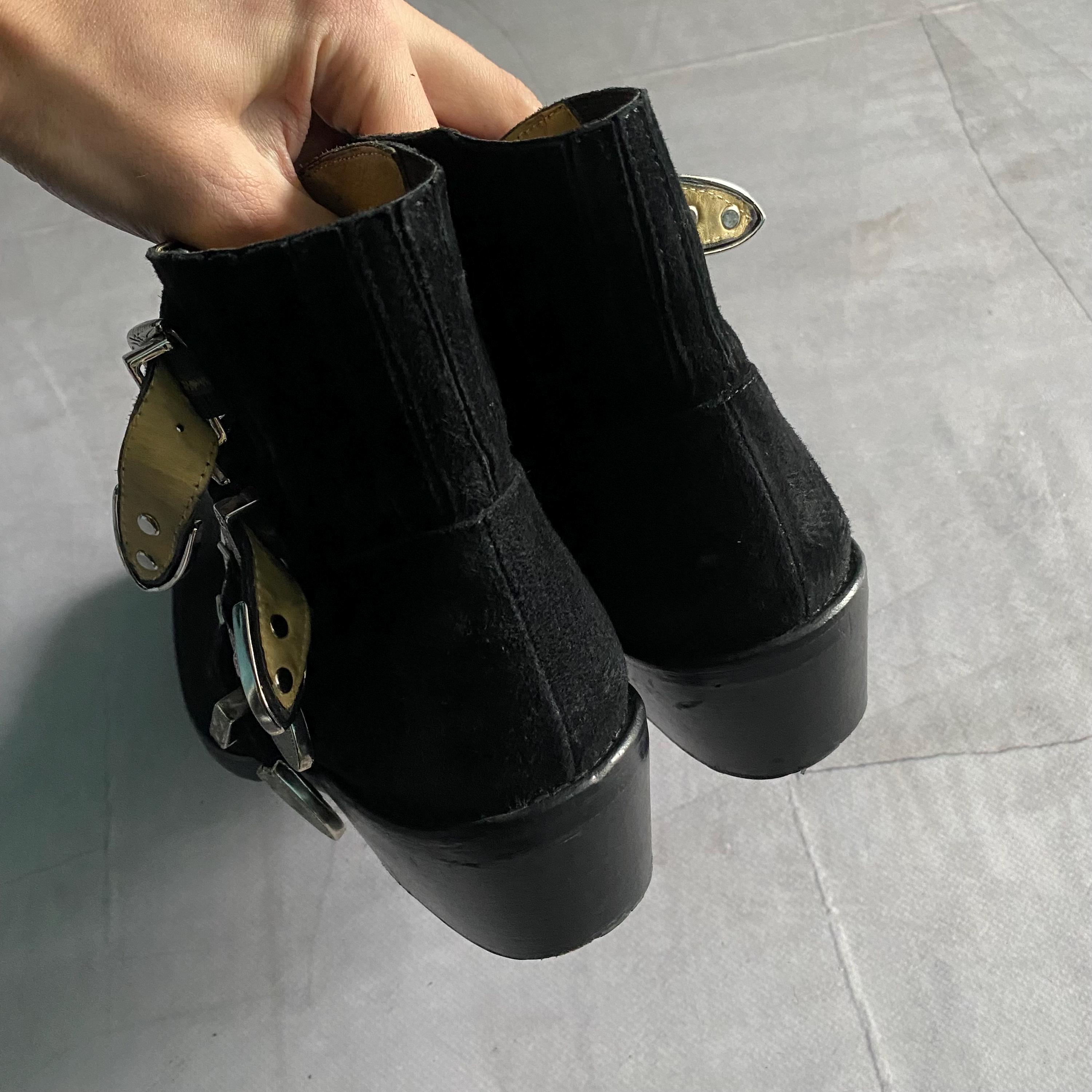 Toga Pulla Black Suede Western Boots: Four Buckle Y2K, EUR 38 - Etsy