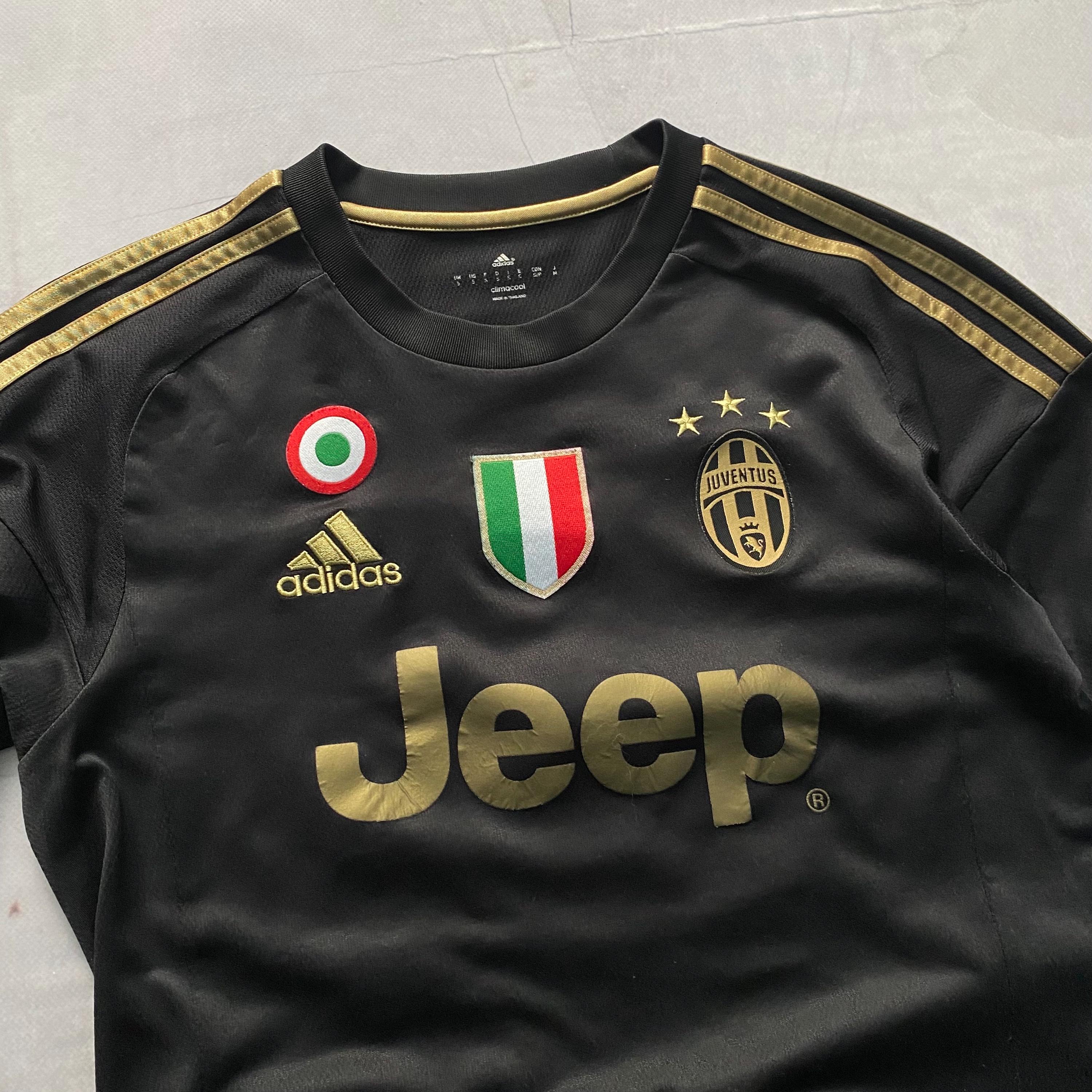 2015/16 ユベントス シャツ Lサイズ ブラック/ゴールド アディダス Adidas Juventus 2015/16 Cuadrado 16 UEFA Black Gold Jersey