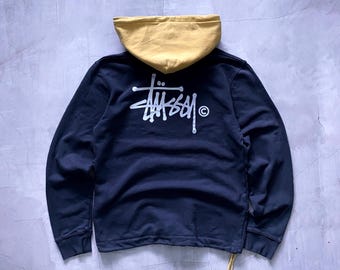 Vintage 00s Stussy Faded Big Logo Rare Made in USA Hoodie Size L