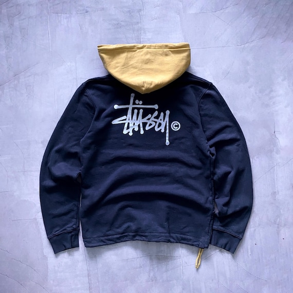 Vintage 00s Stussy Faded Big Logo Rare Made in USA Hoodie Size L