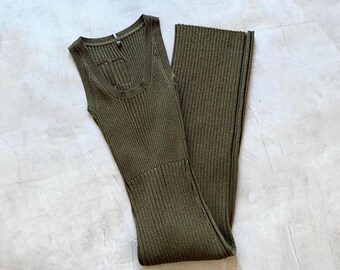 Genesis II By McQ Alexander McQueen Slim Green Knit Dress Womens Size S