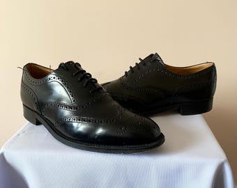 Cheaney Broad Black Leather Casual Shoes Size UK 8
