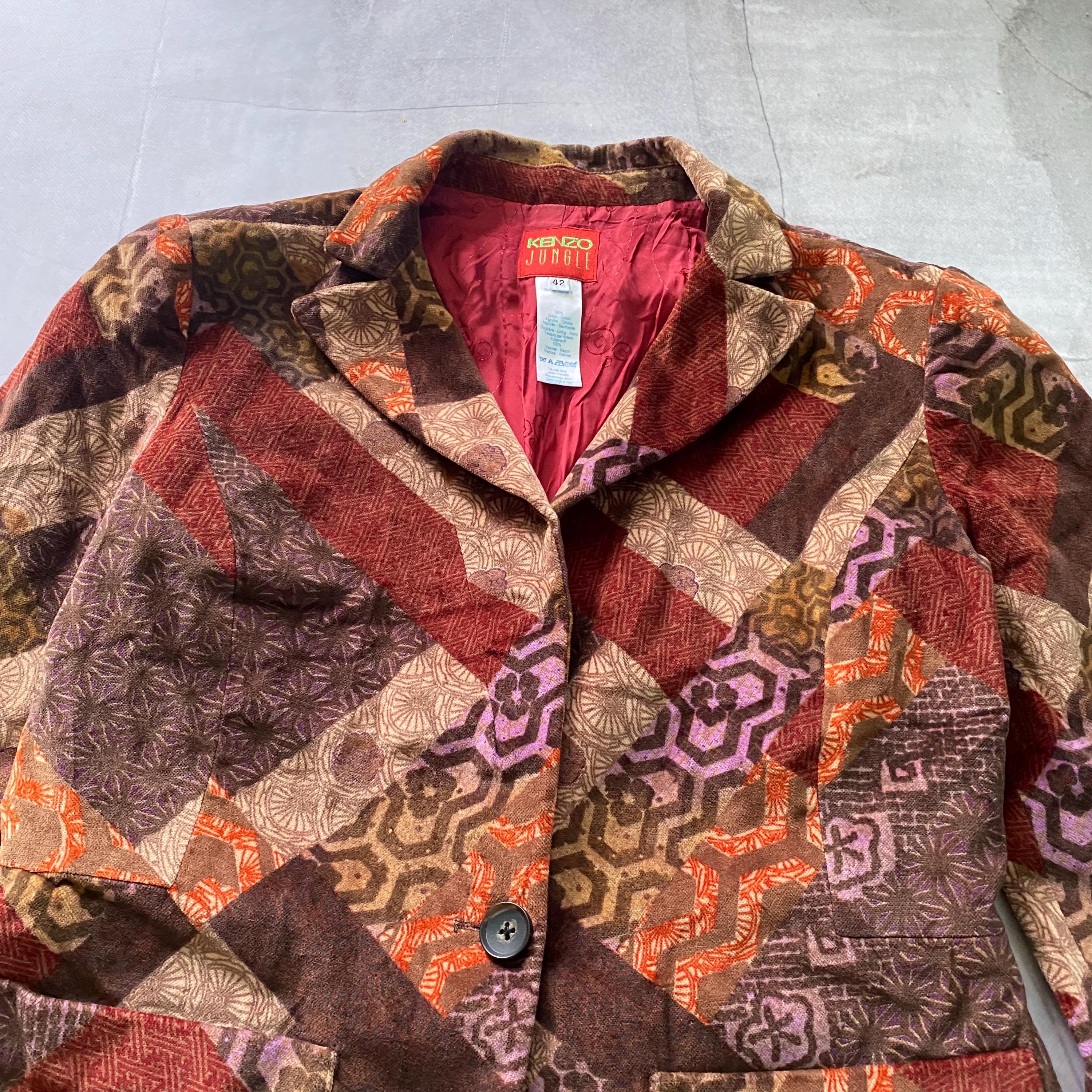 90s Kenzo Jungle Vintage Floral Patchwork Boucle Blazer Women's
