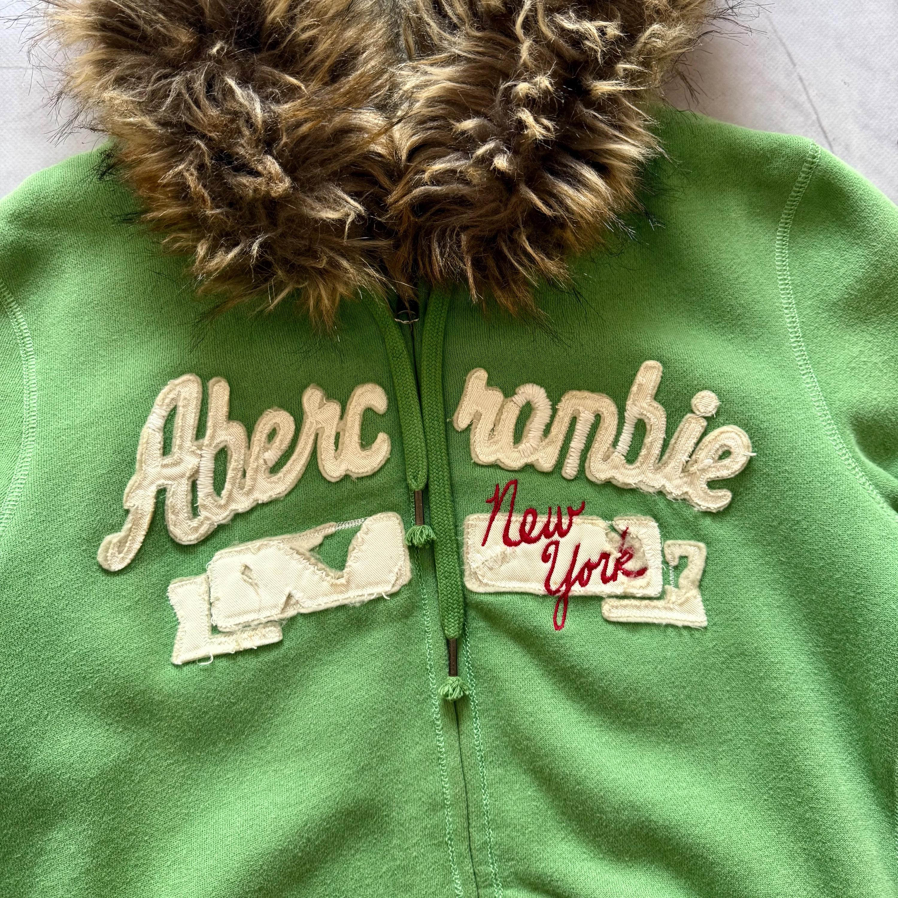 Vintage Abercrombie Faux Fur Hooded Jacket LGB Style - Distressed