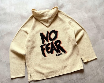 80s No Fear Gear Big Logo Canvas Hoodie Stussy Vibe Y2K Size L