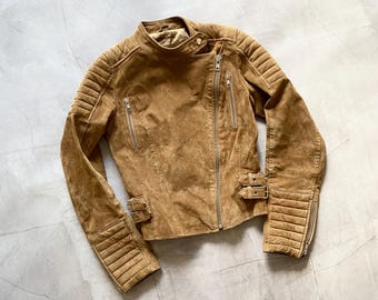 Giacca in pelle scamosciata da motociclista Avantgarde Rick Owens Sarah Pacini Style Y2K da donna XS