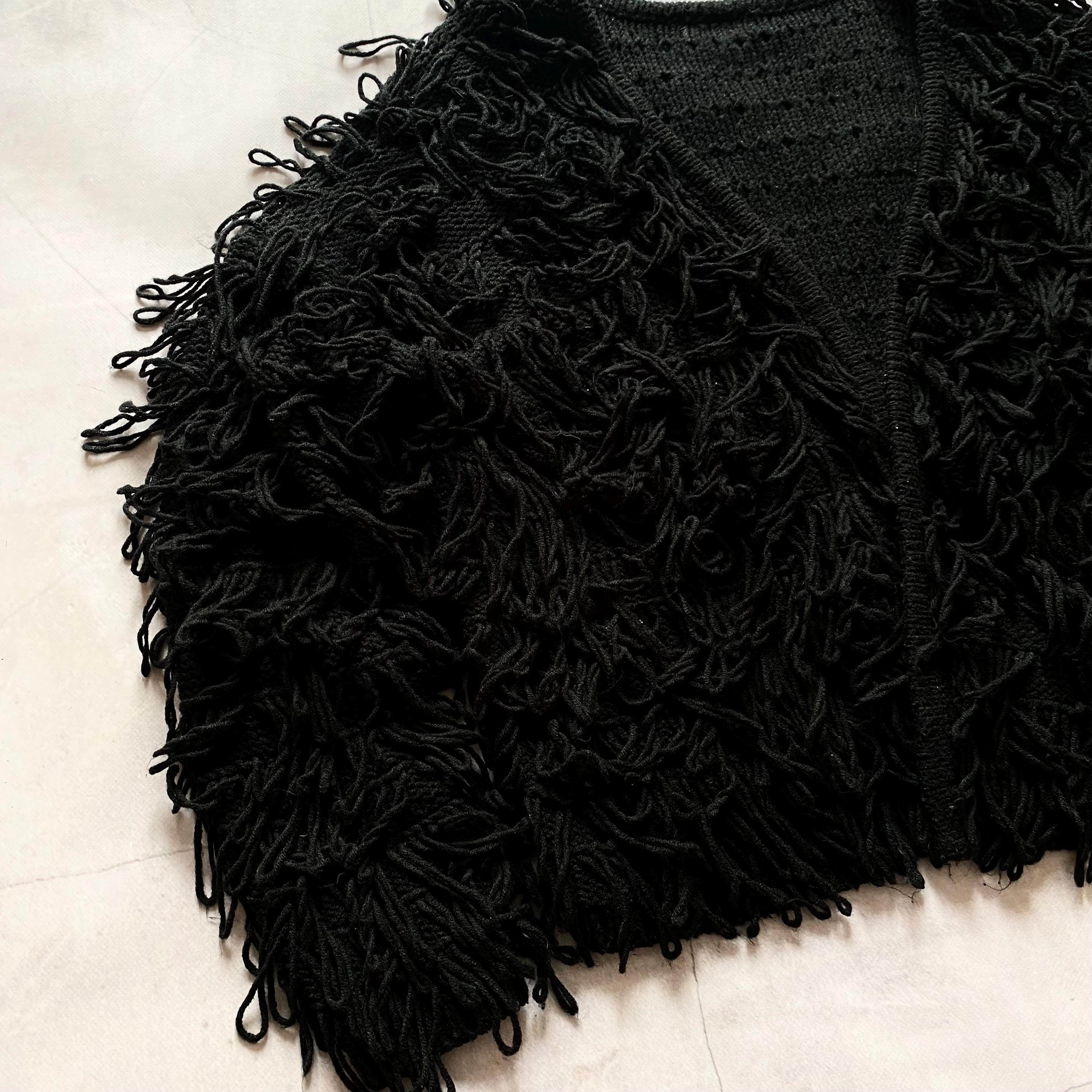 Crazy Opium Fuzzy Cropped Knit Cardigan Rick Owens Style Y2K