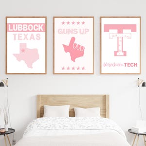 Texas Tech Wall Art Set of 5 | Red Raiders Decor | Dorm Room Printable Art | Cute Texas Tech Decor | College Game Day Prints |