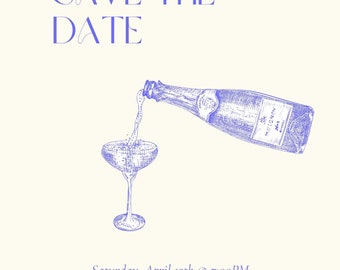 Save the Date/Wedding Invitation Customizable Template - Blue Modern Aesthetic - Digital Download