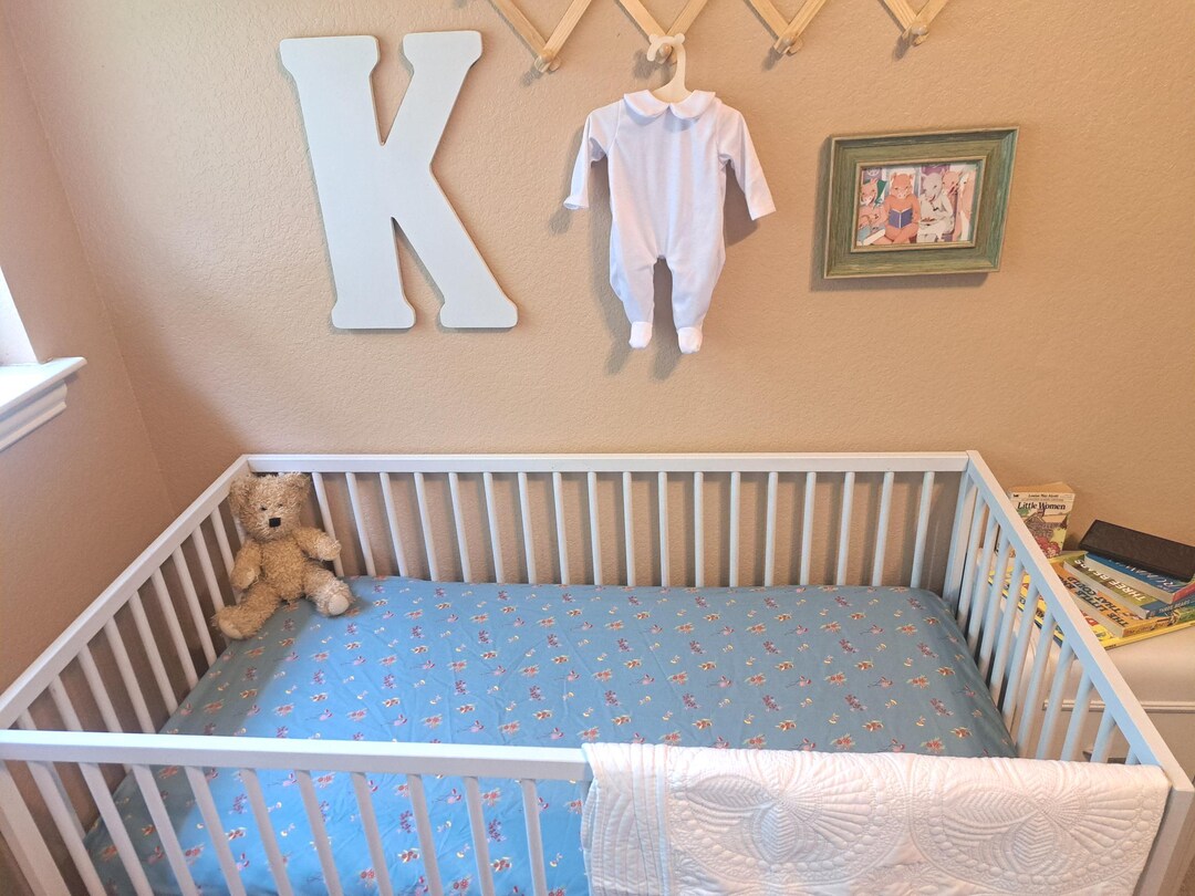 Custom Made CRIB SHEETS Set of 2 - Denim Floral - Etsy