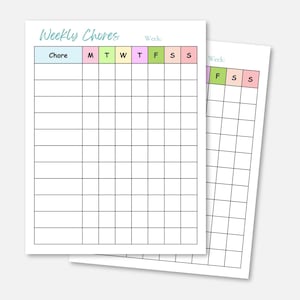 Daily Chore Chart for the Week