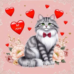 Be Mine Cat Valentine Card - Cute Valentine&#39;s Day Printable for Cat Lovers