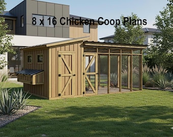 DIY 8x16 Hühnerstall Pläne mit Auslauf (PDF Download)