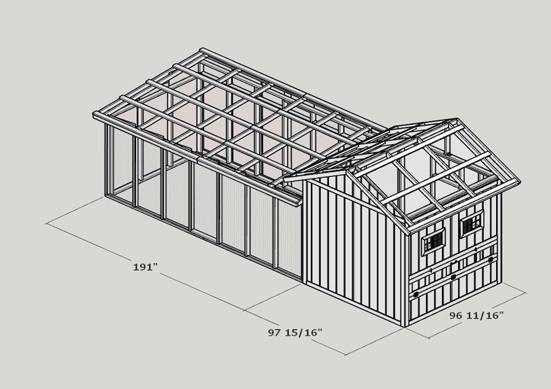 DIY 8x24 Chicken Coop Plans With Run (PDF Download) - 20 Chickens - Etsy