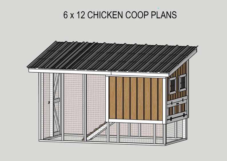 Modern Chicken Coop Plans: DIY Build With Run (6x12) (PDF) - Etsy