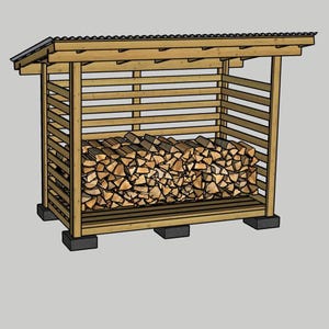 4x8 Firewood Shed Plans - Build Firewood Shed With Storage Garden - DIY Firewood Rack Outdoor -2 Cord Wood Shed DIY Plans