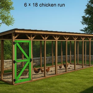 6x18 Chicken Coop Run Building Plans - 6x18 Chicken Run DIY Plans, Walk-in Chicken Run Plans - Download PDF