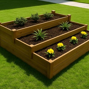 3-Tier-Hochbeetplan, DIY-3-Tier-Pflanzkastenpläne, Gartenbeetplan, Gemüsepflanzerplan, einfach zu bauendes Projekt