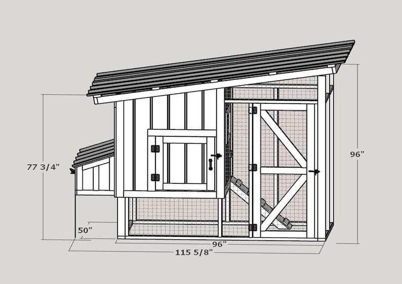 4x8 Walk-in Chicken Coop Plans for 10 Chickens (PDF Download) - Etsy
