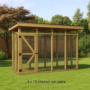 4 x 10 chicken Coop Run Building Plans - 4 x 10 Chicken Run DIY Plans, Walk-in Chicken Run Plans - Download PDF