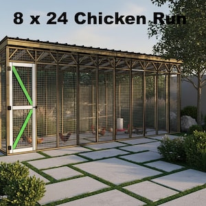 8x24 Walk-In Chicken Run DIY Plans - 3D Construction (PDF Download)