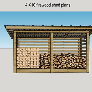 New 2025- 4 x 10 Firewood Shed Plans-DIY wooden Shed for firewood plans- download PDF