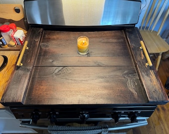 Rustic Handmade Stove cover/ Noodle Board crafted from reclaimed lumber