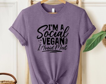 Funny Social Vegan T-Shirt: Anti-Social Pun Tee