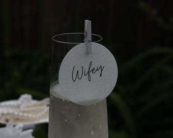 Edible 2" Wedding Cocktail Toppers, Flute Topper Decorations