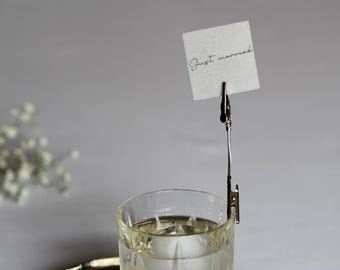 Edible 1.9” Square “Just married” Cocktail Toppers, Wedding Toppers Decoration
