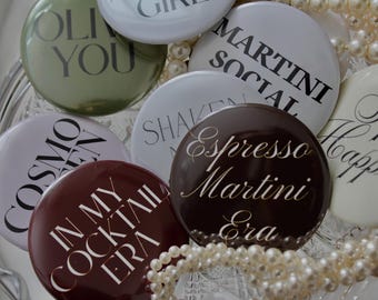 Girls Night Out Pin Button Set, Bachelorette Party Pins, Funny Cocktail Party Favors, Sip Happens Pour Decisions, Bridal Party Gift Bag