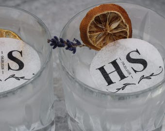 Edible 2" Wedding Cocktail Toppers, Highball Toppers Decoration