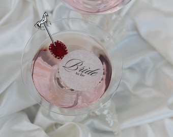 Edible 2" Wedding Cocktail Toppers, Flute Topper Decorations