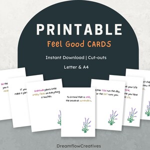 Jeu d'affirmations positives imprimable Citation Pot de gratitude Cartes de manifestation Étiquettes cadeaux Carte de tarot couleurs confort Couette