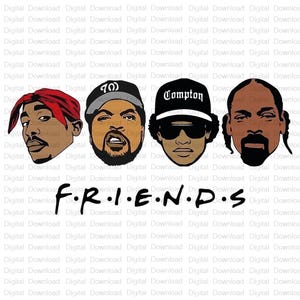 Rapper SVG Friends, Hip Hop Cut file, Digital Download, Silhouette, Clip art, Nostalgie Rap, Cricut File, Rap Legends, 90s Rapper Svg