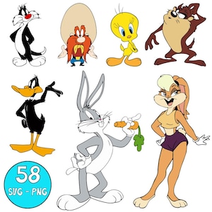 Cartoon SVG Bundle, Cartoon Cut file, Digital Download, Silhouette, Clip art, Big PNG Bundle, Party Craft, Bunny Design, Cricut File