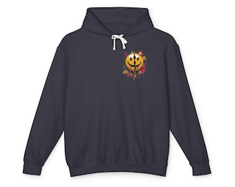 Smiley Face Drip Hoodie, Unisex Leichte Streetwear, Sweatshirt im Graffiti-Stil, Lässige Alltagskleidung, Perfektes Geschenk für Freunde