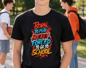 Born to Play hockey-T-shirt – zwaargewicht uniseks hockeyshirt