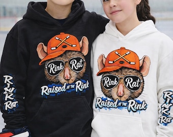 IJshockeyhoodie voor jongeren in zwart of wit | Opgegroeid op de ijsbaan Rat