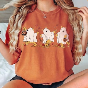 Retro Pooh Ghost Halloween Shirt, Winnie The Pooh Halloween Shirt, Spooky Season Shirt, Pooh Shirt, Cute Fall Shirt, Halloween Women&#39;s Shirt