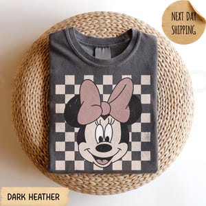 Vintage Minnie Mouse Shirt, Minnie Checkered Shirt, Checkered Disney Shirt, Disney Girl Shirt, Disney Women Shirt, Comfort Colors Shirt
