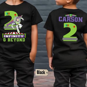 Buzz Two Infinity And Beyond Birthday T-Shirt, Toy Story Theme Party, Buzz Lightyear Personalized T-Shirt, Custom Name 2nd Birthday T-Shirts