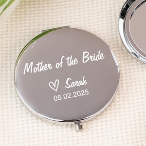 Personalized Compact Mirror, Mother of the Bride Gift, Mother of Groom Gift, Gift for Mom From Daughter, Wedding Gift, Custom Pocket Mirror
